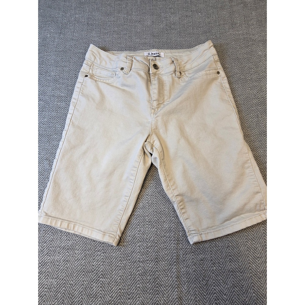 D.Jeans Bermuda Shorts Womens 6 Tan Stretch Denim Regular Fit 5-Pockets Mid Rise